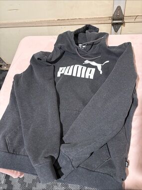 Puma kids Dark Gray Hoodie with White Logo